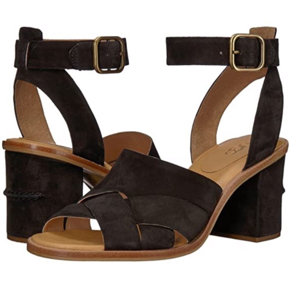 UGG Sandra Black Nubuck Block Sandal 6